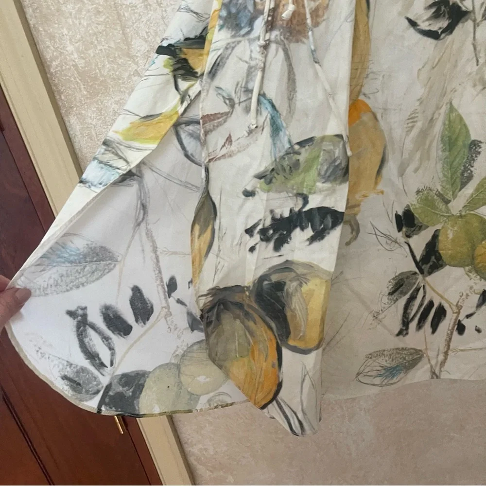 Zara Botanical Fruit Print Cotton Midi Skirt  M Cottagecore Coastal Grandmother - Picture 10 of 11